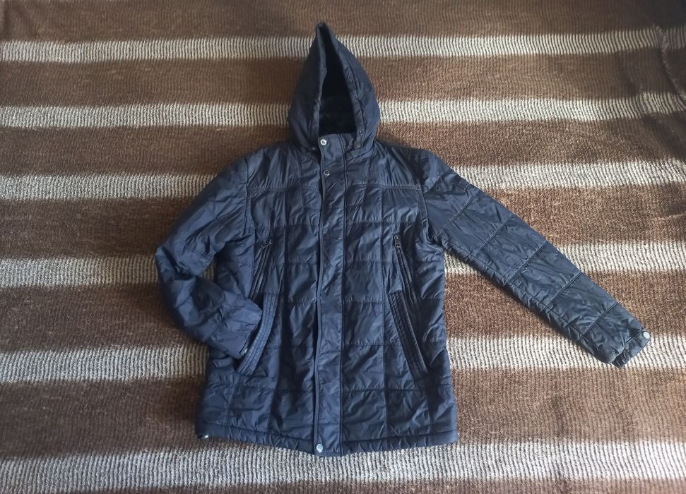 Темно-синя осіння чоловіча куртка, демісезонна куртка, тепла курточка