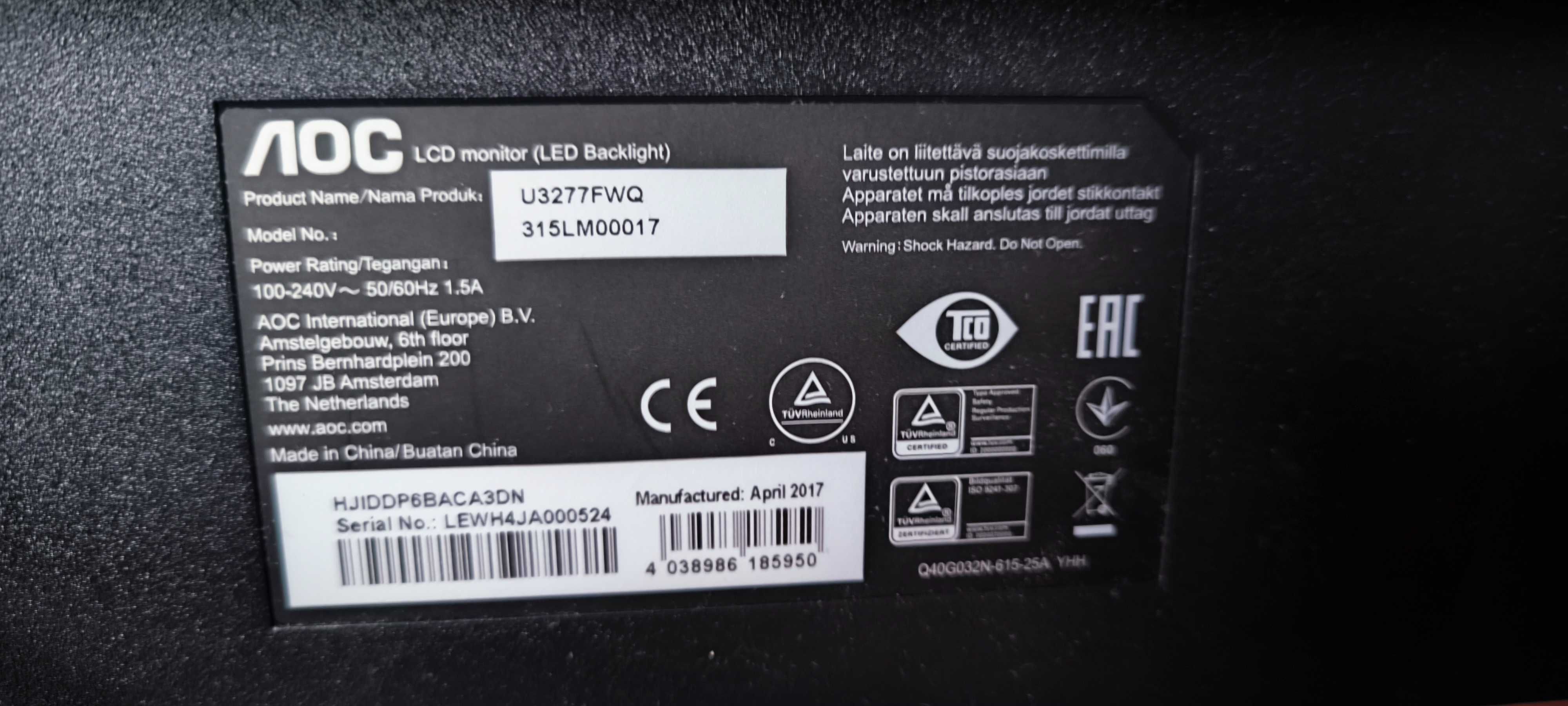 Monitor AOC U3277FWQ (UHD) 4k