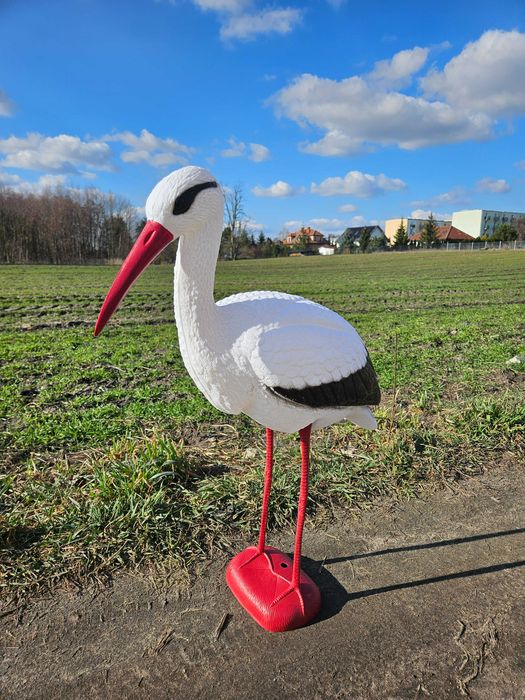 Wysoka figurka bocian bociek wiosna lato na ogród działkę prezent