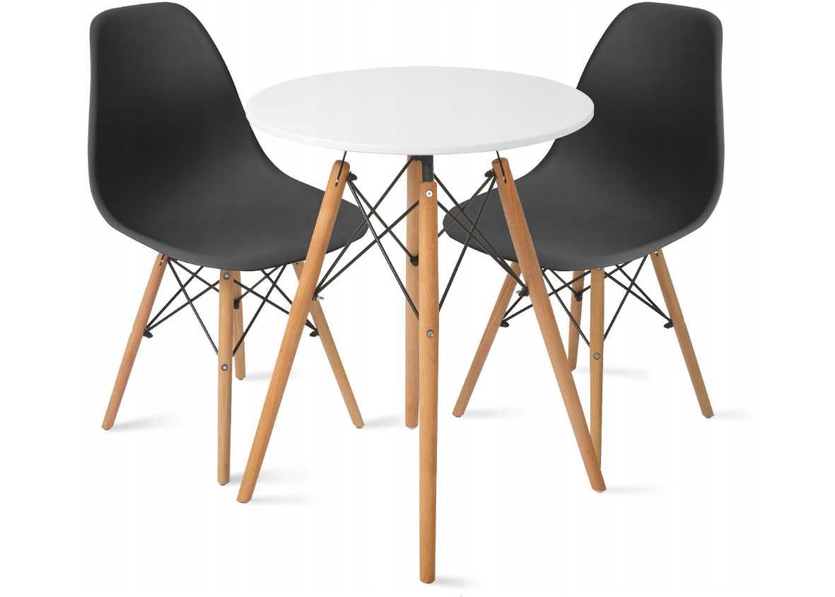 NOWY Zestaw Stół + 2 krzesła komplet do salonu kuchni ciemne czarne