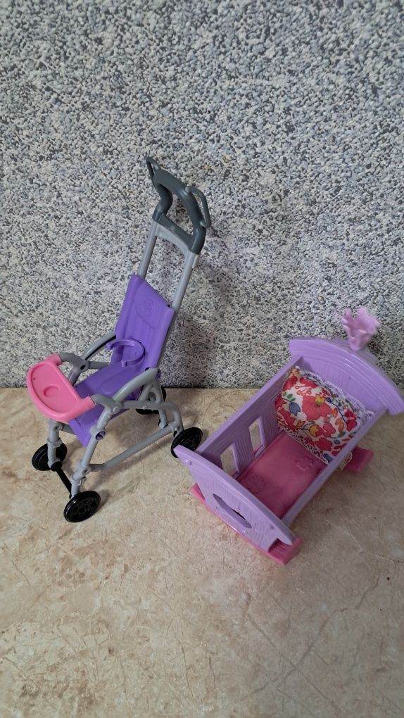 Кукляска и кроватка для куклы ребёнка Барби Barbie Mattel