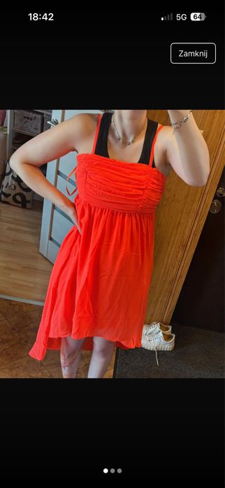 Sukienka, pasek koronka