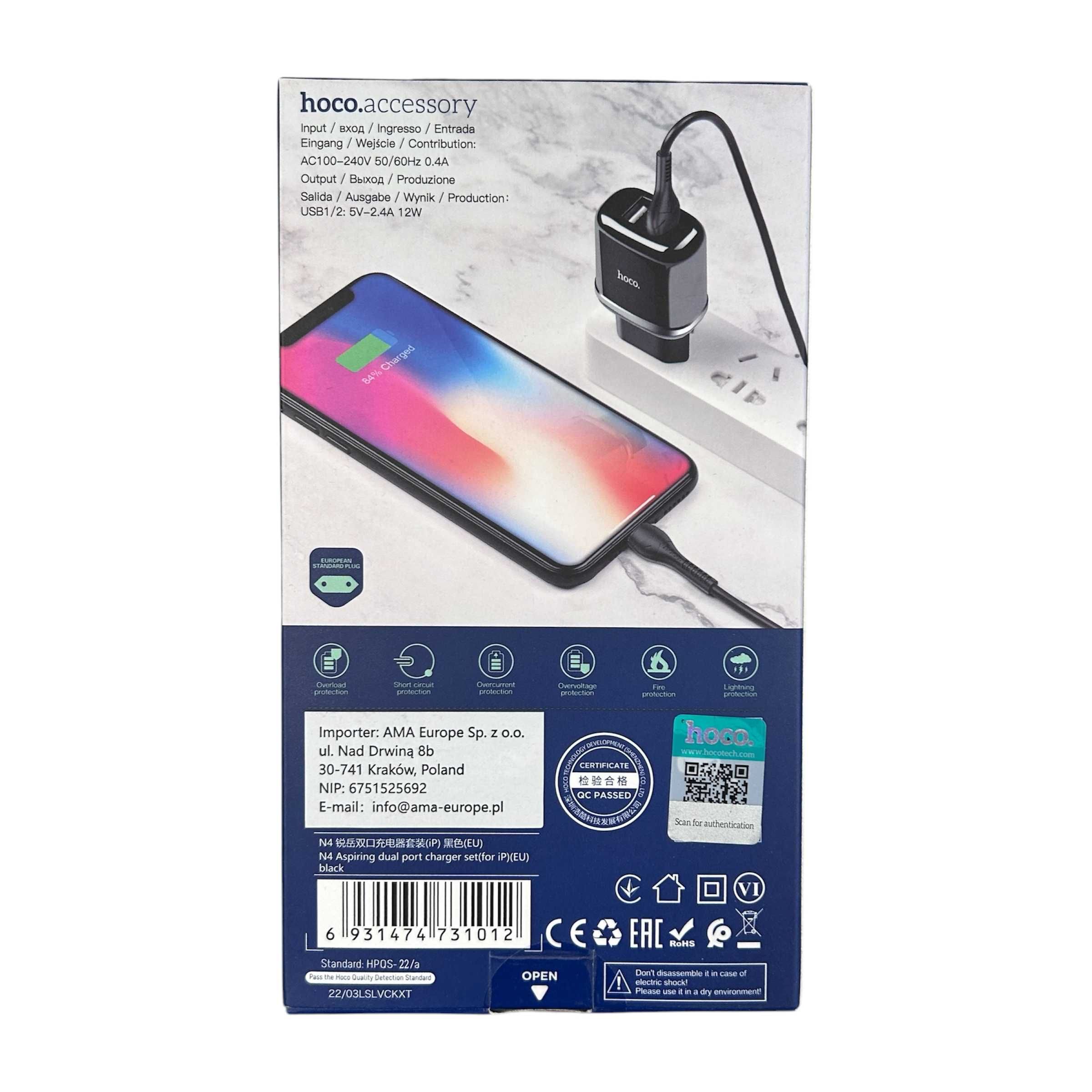 Ładowarka + Kabel USB - Lightning 1M