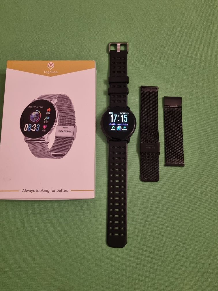 Smart Watch zegarek wodoodporny Sport 2 opaski czarny jak nowy