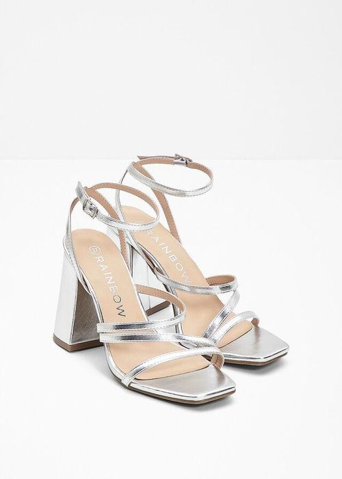B.P.C sandały srebrne na wysokim obcasie ^39