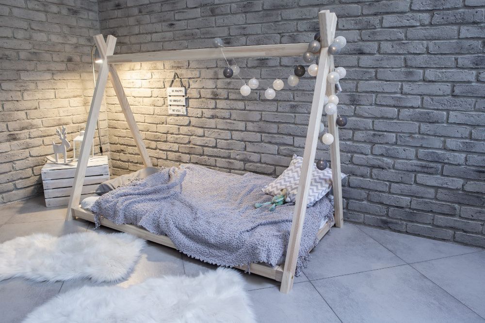 Łóżko dziecięce Domek Tipi 2 Naturalne,łóżko domek dla dzieci bepetee.