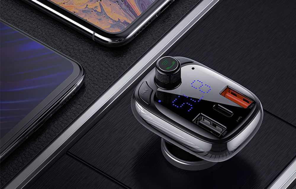 Baseus S-13 Transmiter FM microSD 2xUSB 1xUSB C 36W Bluetoot Sklep Wwa