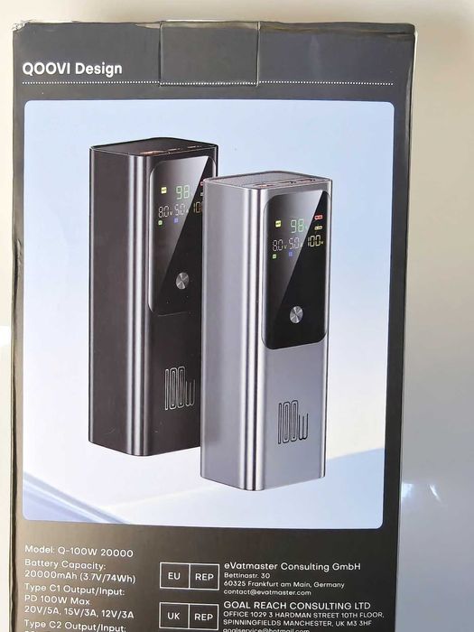 мобильная батарея PowerBank  QOOVI PD 100W - 20000mAh для ноутбука