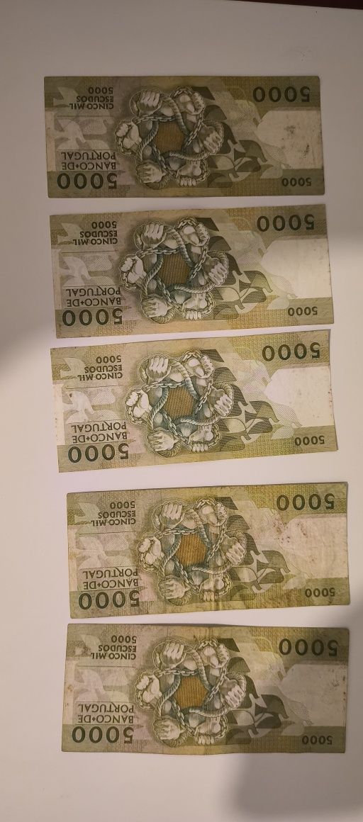 Vendo notas de 5 contos ou 5000 escudos