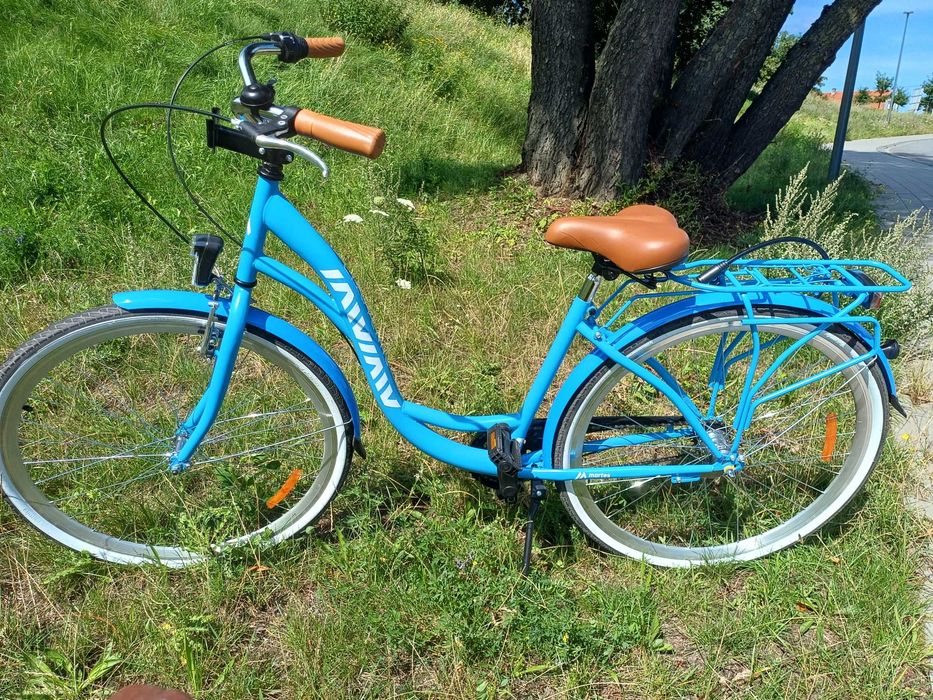 piękny niebieski rower miejski