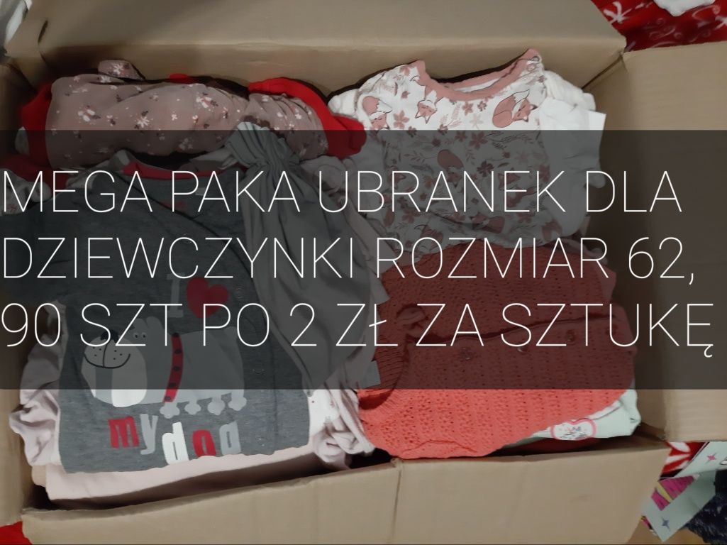 Mega paka ubranek dla dziewczynk rozmiar 62