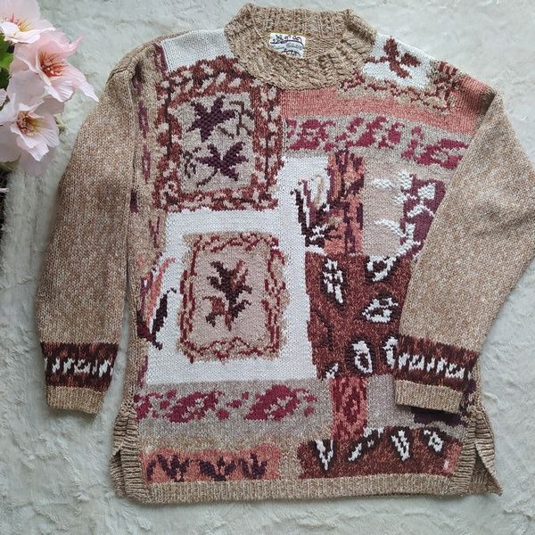 Heirloom Collectibles retro sweter z 1993 r  bawełna ramie 40 L wzór