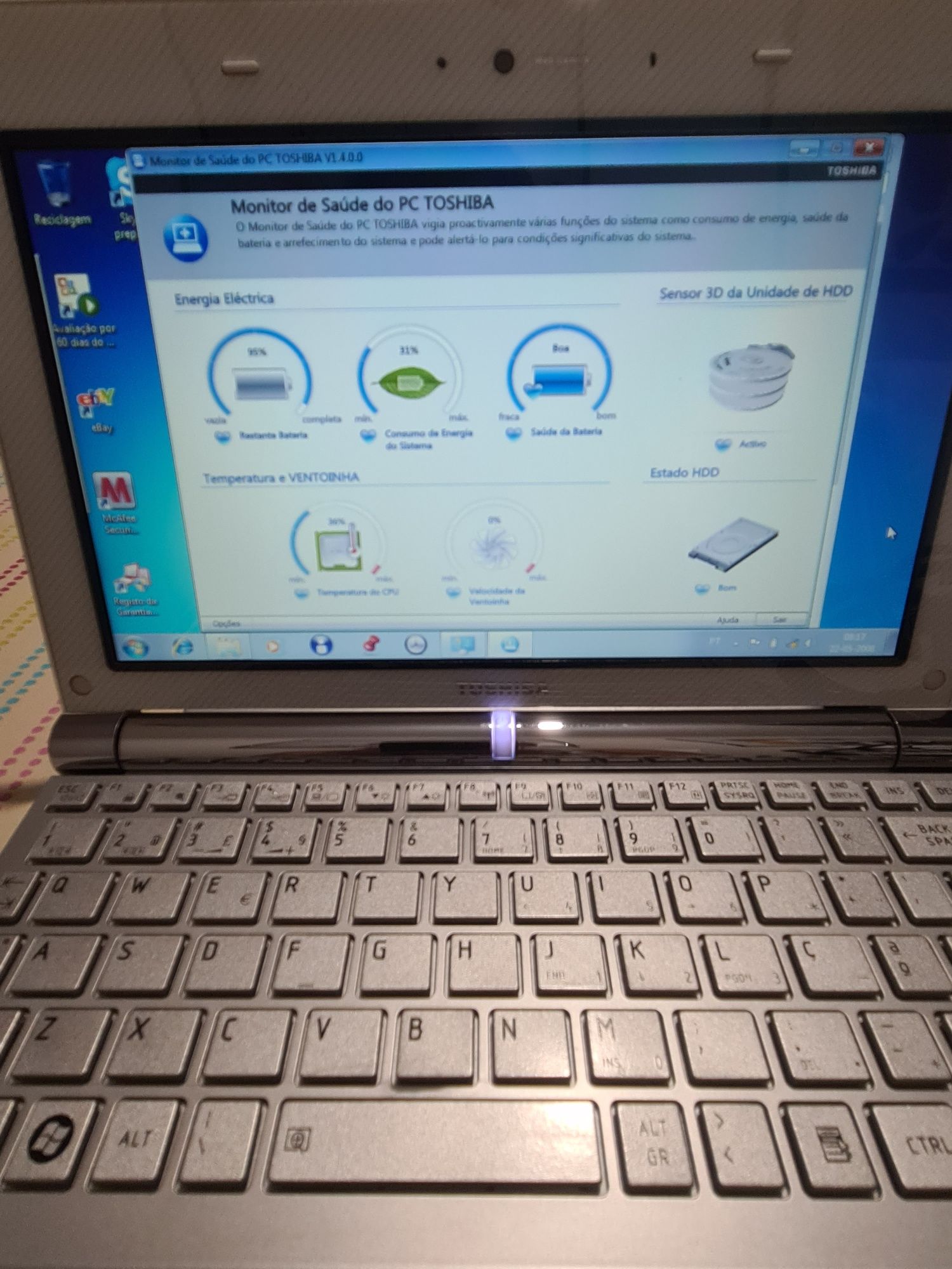 Toshiba Netbook NB200-12R - a funcionar em pleno!