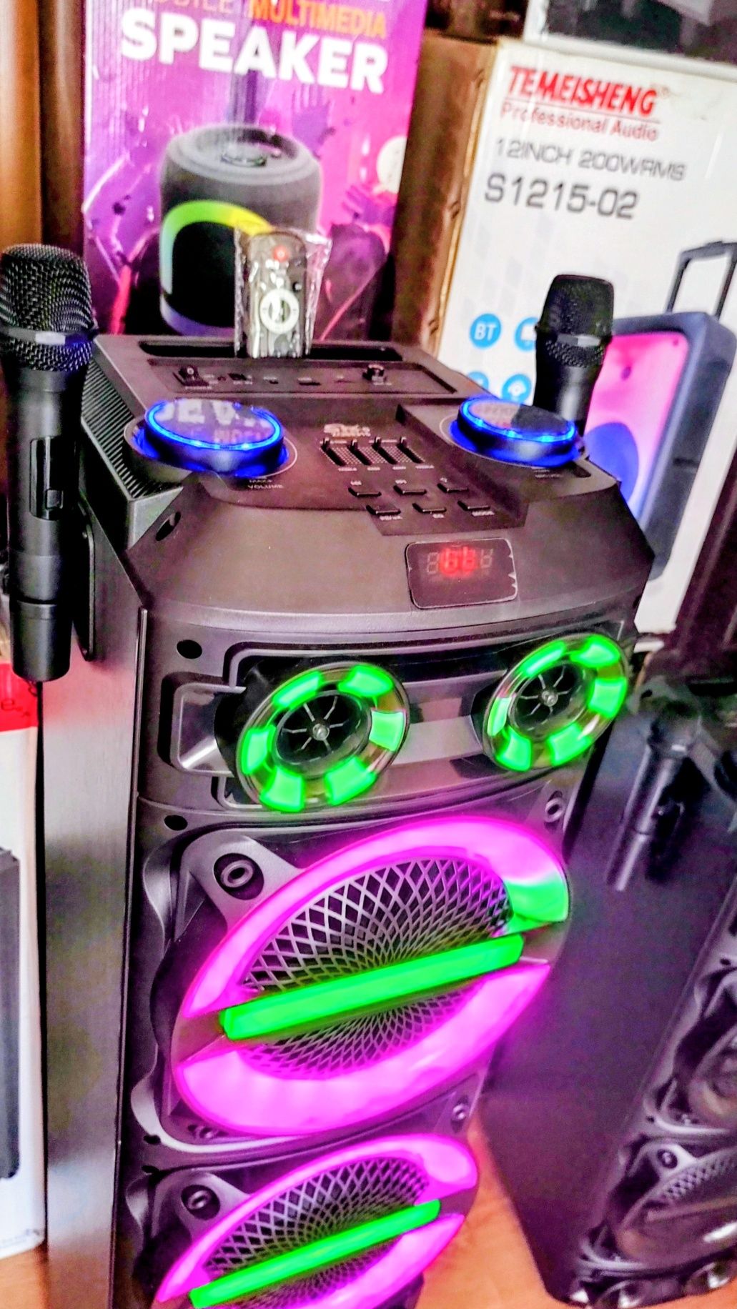 Караоке акустика SinG-15(Bluetooth,USB,SD,FM)пультДУ,2безпроводных мик