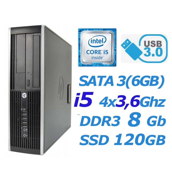 Комп'ютер HP Intel i5-3470(4x3,6Ггц), Опертивна 8Gb,  SSD 120Gb, комп