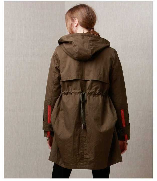 Parka futro naturalne jenot khaki unikat ostatnia rozmiar s 2 w 1