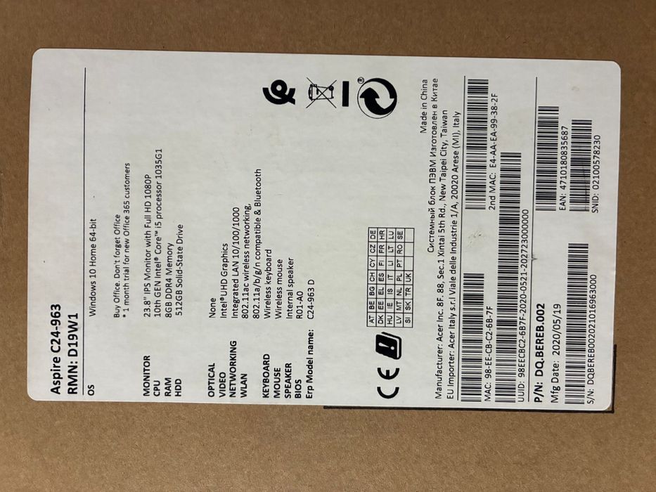 Computador All in One Acer 24”