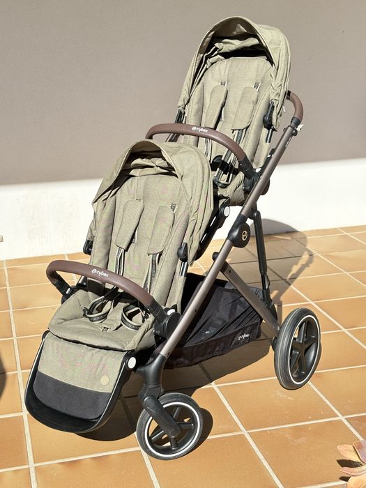 Carrinho duplo gemeos CYBEX  Gazelle S + Cesto: Como novo!