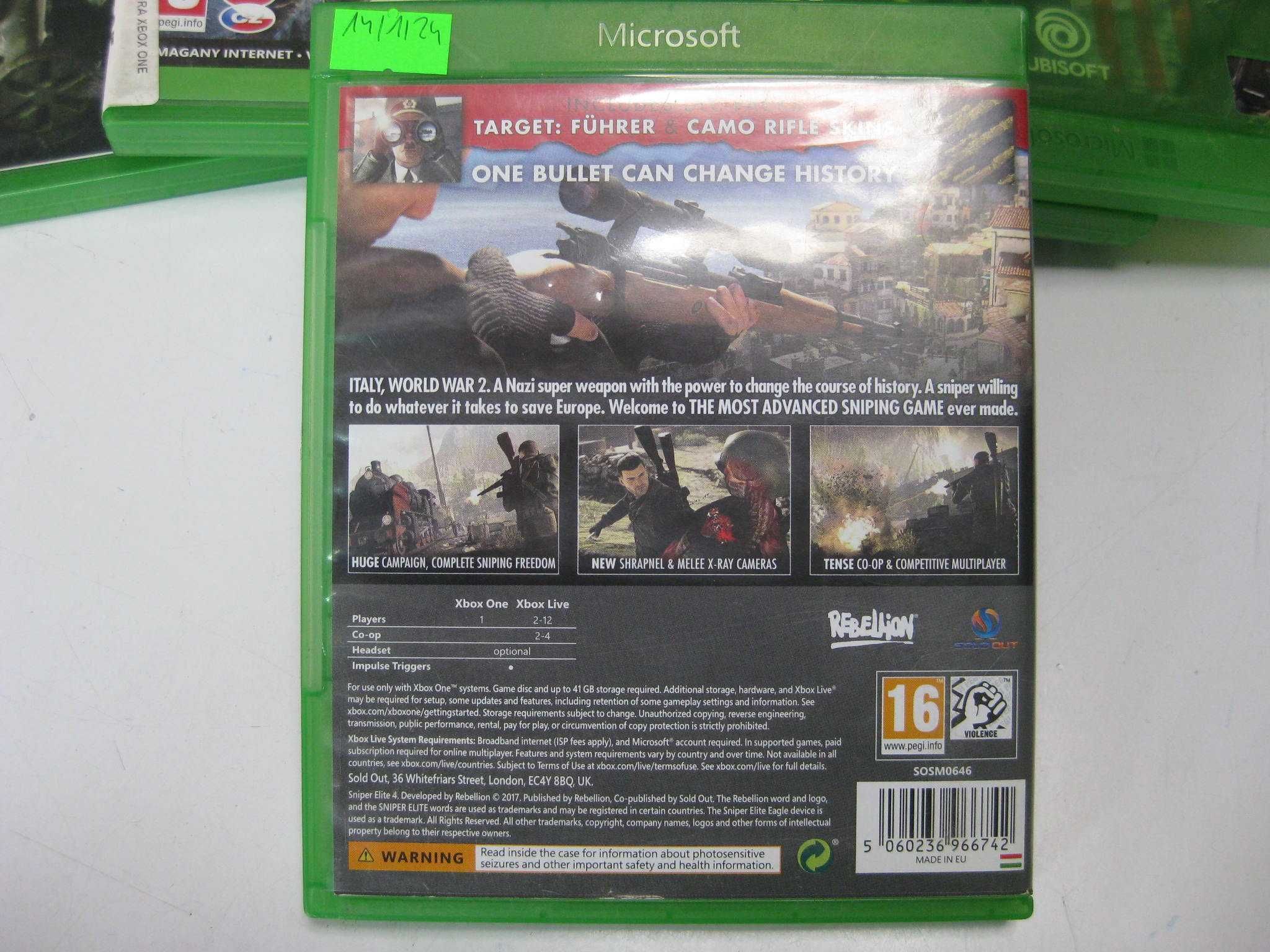 Gra na Xbox One Sniper Elite Italia polska wersja kinowa