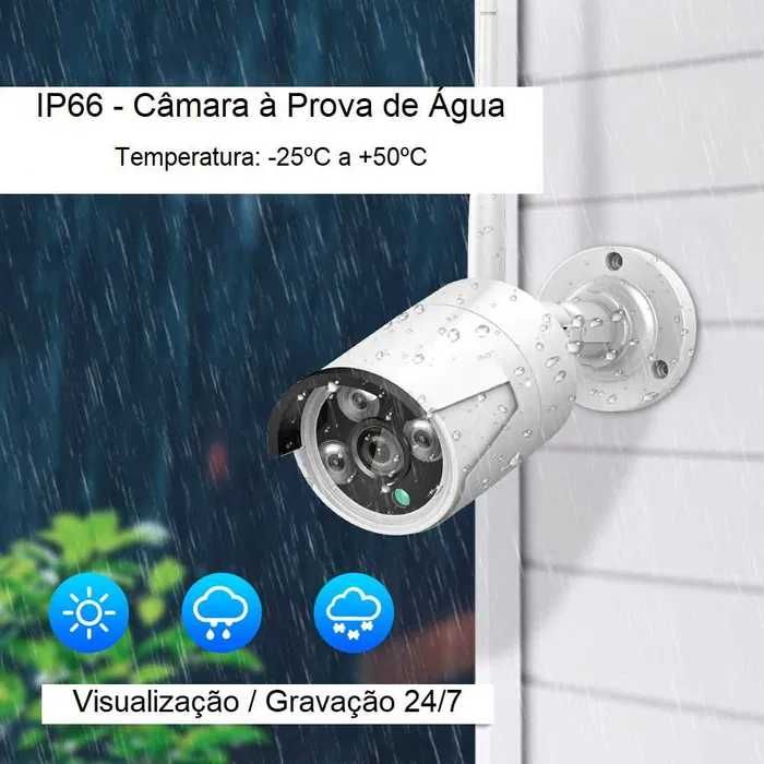 Sistema Video Vigilância 4 Cameras * Monitor Incluído * WiFi * FULL HD