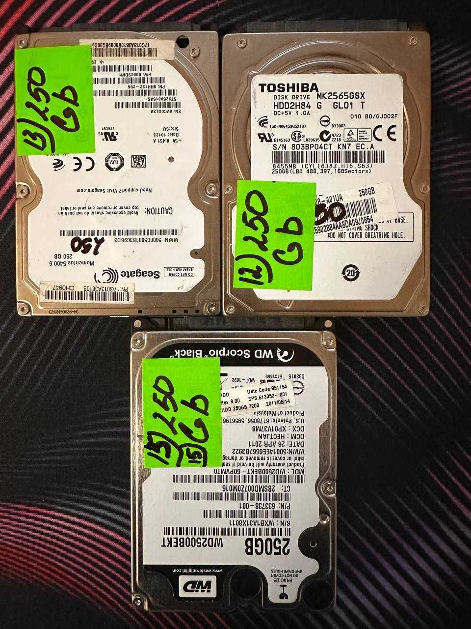 HDD для ноутбуку на 500 , 320 , 250 , 200  GB с тестом