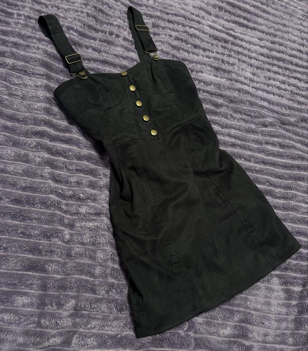 Замшевий чорний комбінезон H&M  у вигляді сукні на застібках