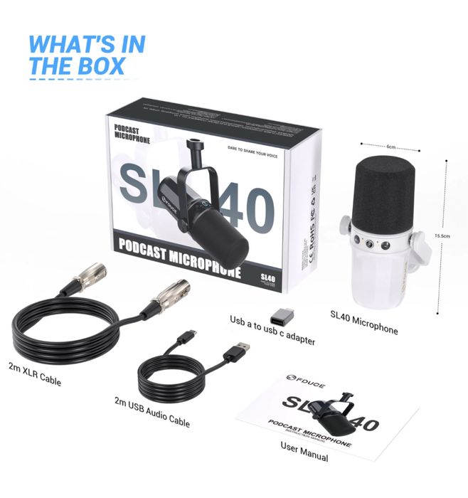 Динамічний мікрофон FDUCE SL40 White