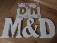 Litery drewniane, znak D & M / W na ślub, wesele, do dekoracji w domu