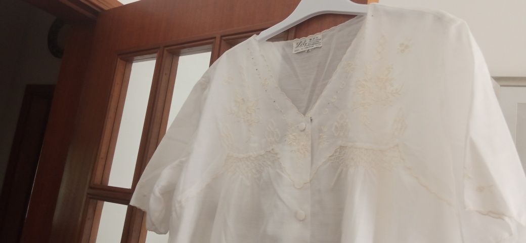 Camisa de noite bordada nova n.44 algodao