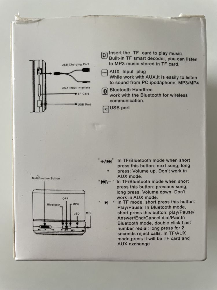 Głośnik Mini Bluetooth - S 10 - Bezprzewodowy - Czarny - Nowy