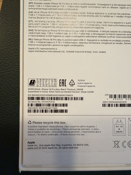 iPhone 16 Pro Max 256GB Tytan czarny