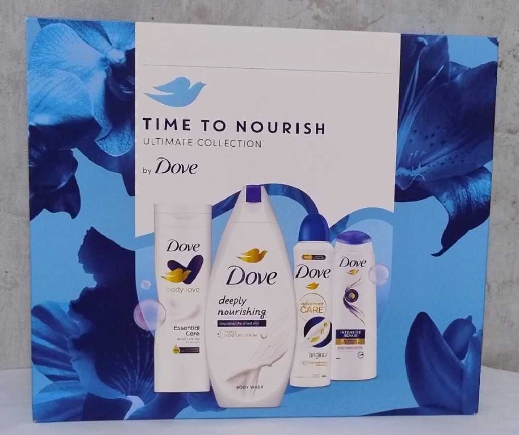 Nowy zestaw kosmetyków Dove 4 produkty mleczko szampon żel