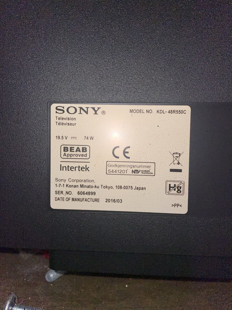 TV para peças SONY kdl-48r550c