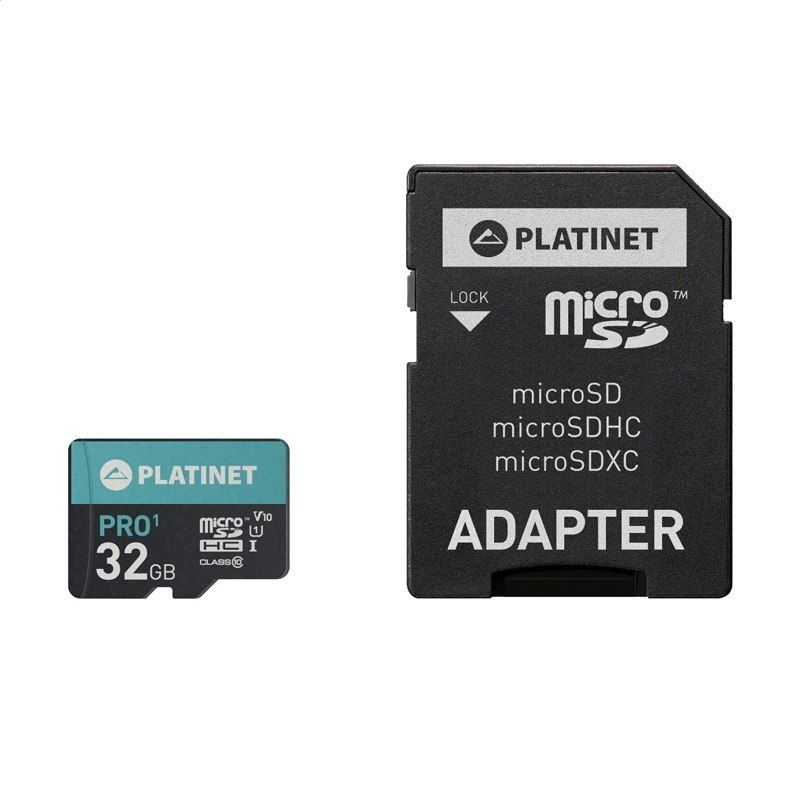 platinet microsdhc secure digital + adapter sd 32gb class10 u1 70mb/s