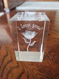 Statuetka szklana 3D róża