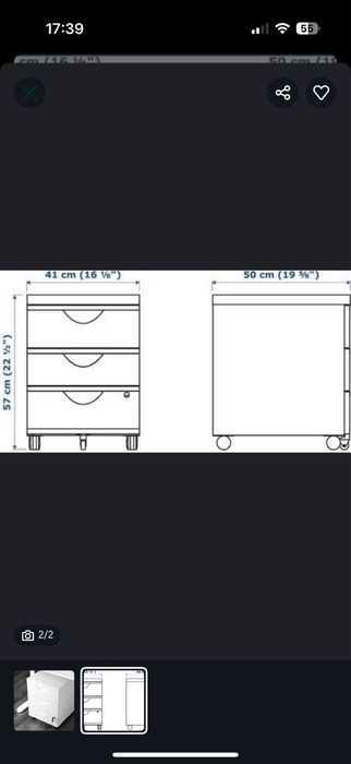 Szafka pod biurko kontenerek Ikea Erik