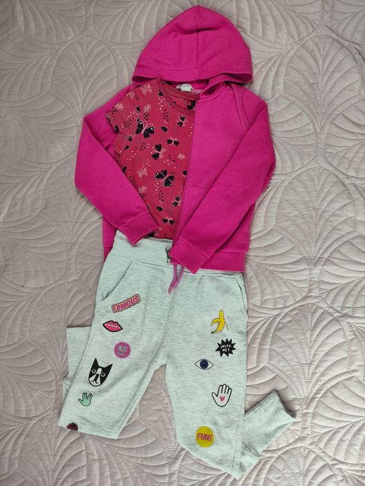 Zestaw R. 122/128: Bluza H&M, Spodnie Reserved, Bluzka George