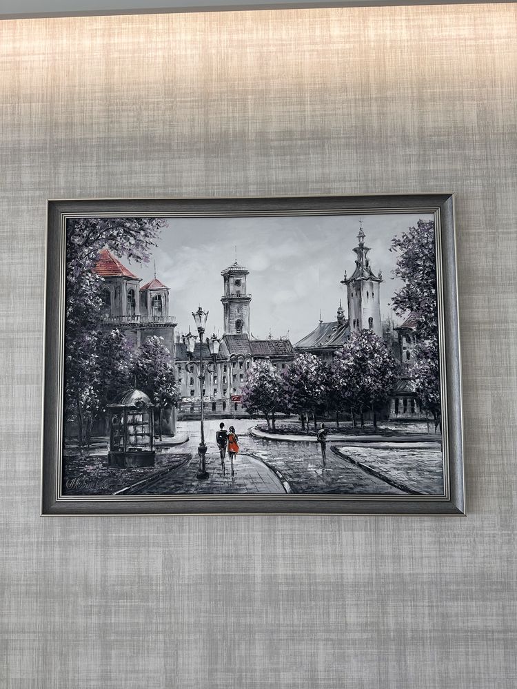 Obraz olejny na płótnie 80x60 w ramie Lwów
