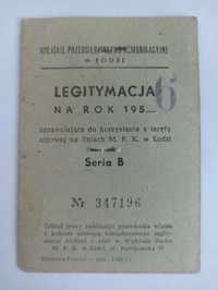 Legitymacja Miejskie Przedsiębiorstwo Komunikacyjne 1956 r. MPK Łódź