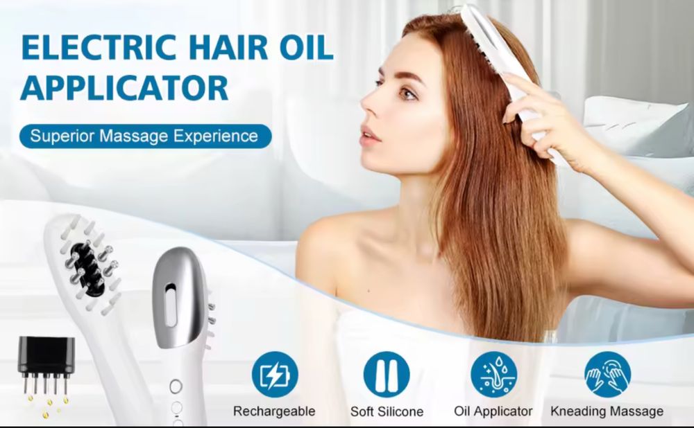 Електричний масажний гребінець з вібрацією та EMS проти випадання