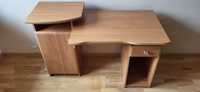 biurko z szafką, szufladą i wysuwanym blatem pod klawiaturę