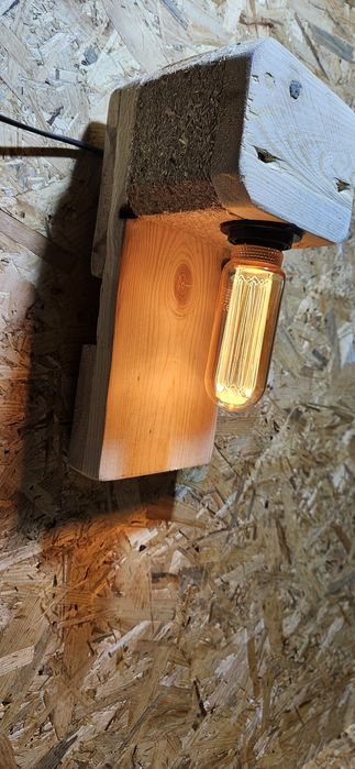 Lampa kinkiet lampka z drewna loft