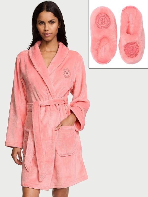 Komplet: Victoria’s Secret szlafrok XS/S i kapcie M