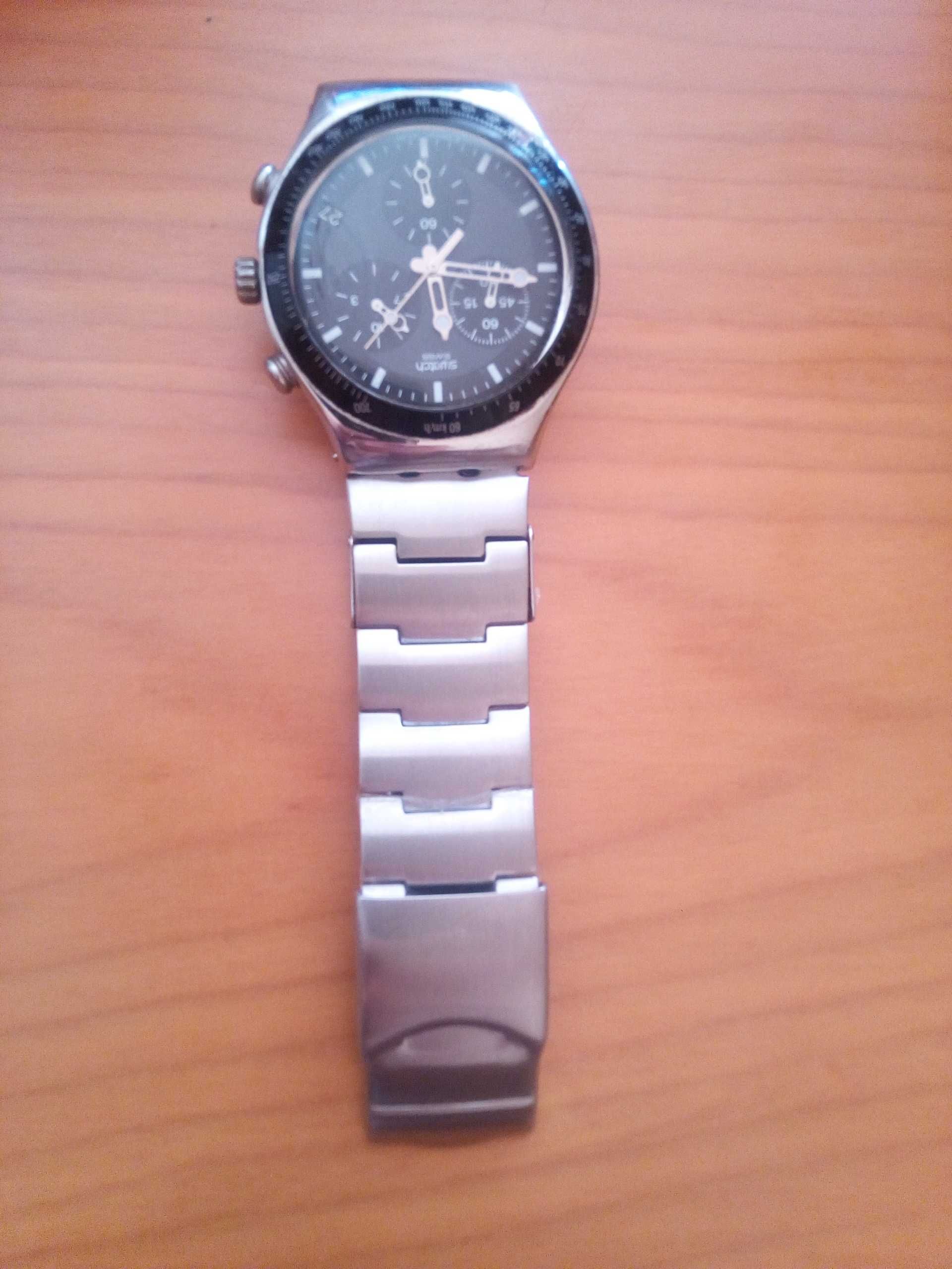 VINTAGE SWATCH AG-1999 IRONY Chrono Quartz St. Steel