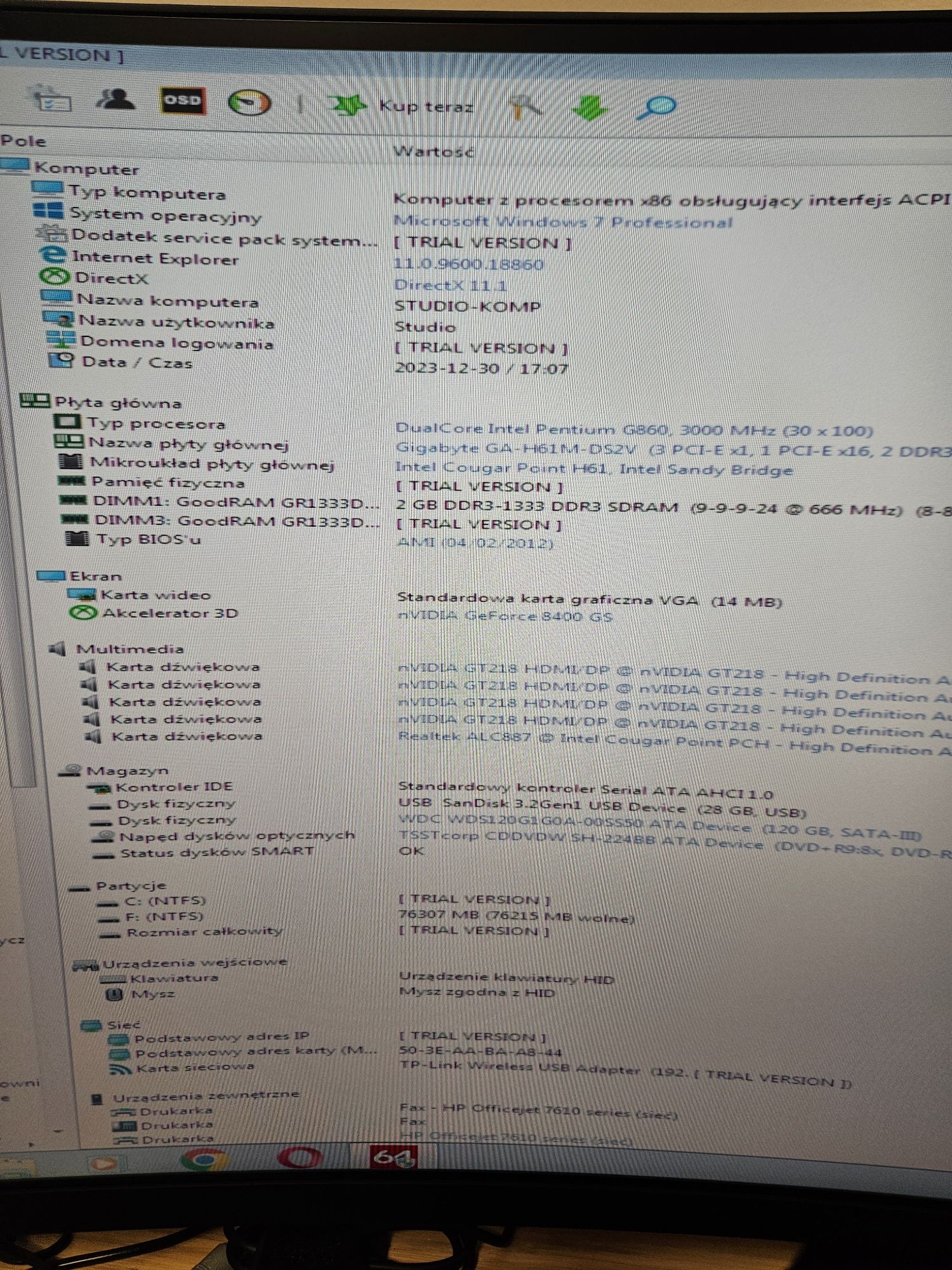 Komputer PC chiftec 600w g860 ssd geforce 8400gs 4gb biuro