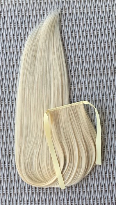 Premium Ultra włosy doczepiane, jasny blond, kucyk, treska ( 53 )