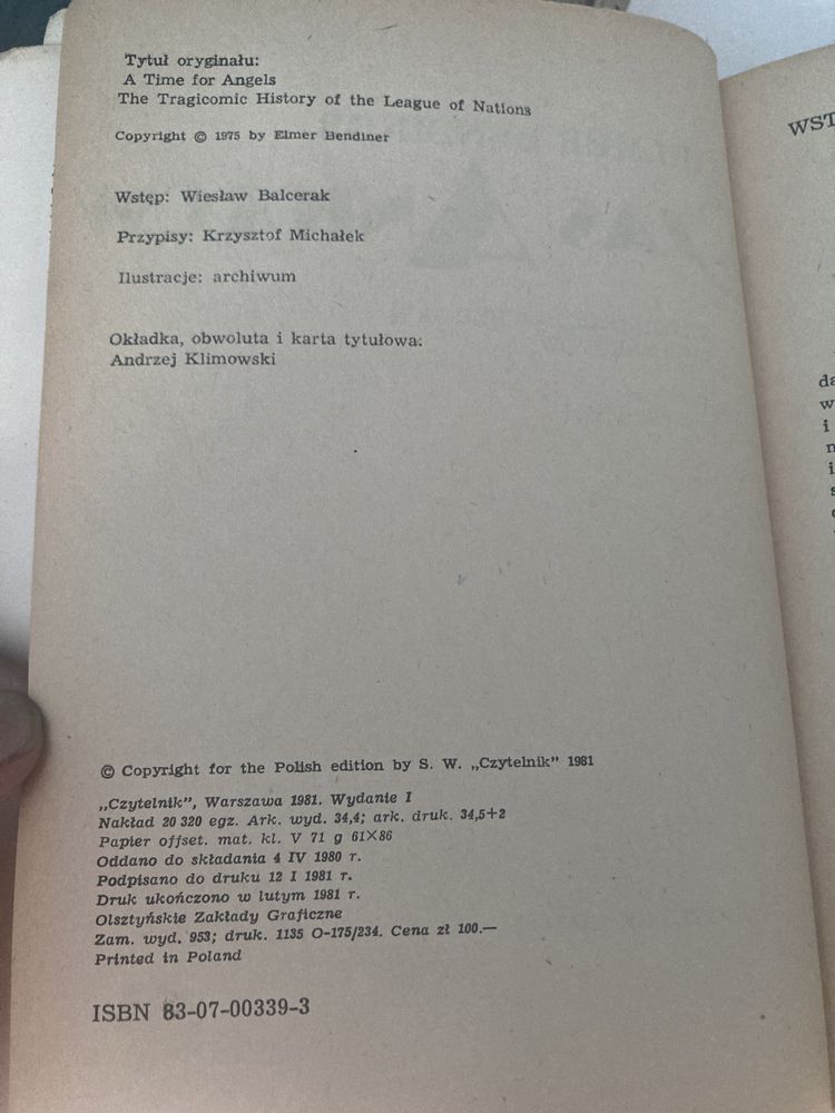 Książka pt,,Czas Aniołów”1981 rok