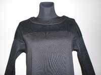 Nowa włoska czarna bluzka bluza ażur - siateczka rękaw one size