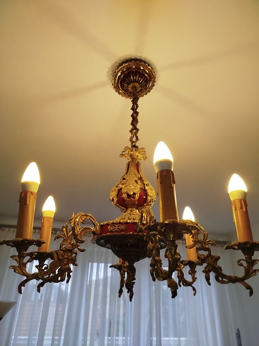 Źyrandol mosięźny sześcioramienny kinkiet