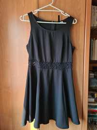 Elegancka czarna sukienka z koronką, H&M, 40/L